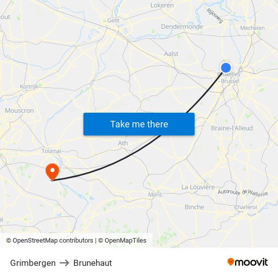 Grimbergen to Brunehaut map