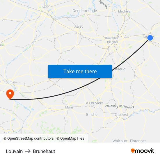 Louvain to Brunehaut map