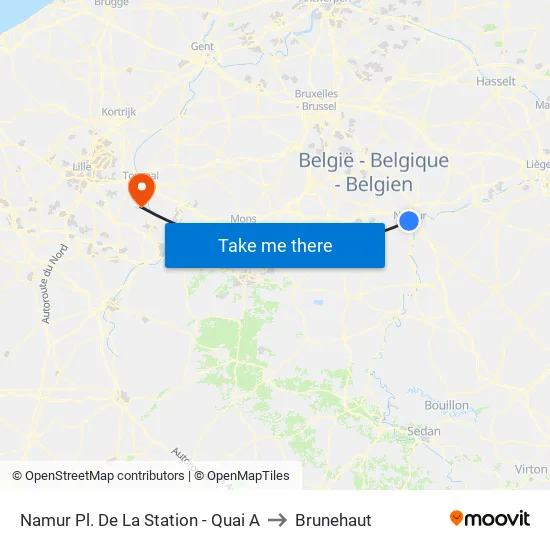 Namur Pl. De La Station - Quai A to Brunehaut map