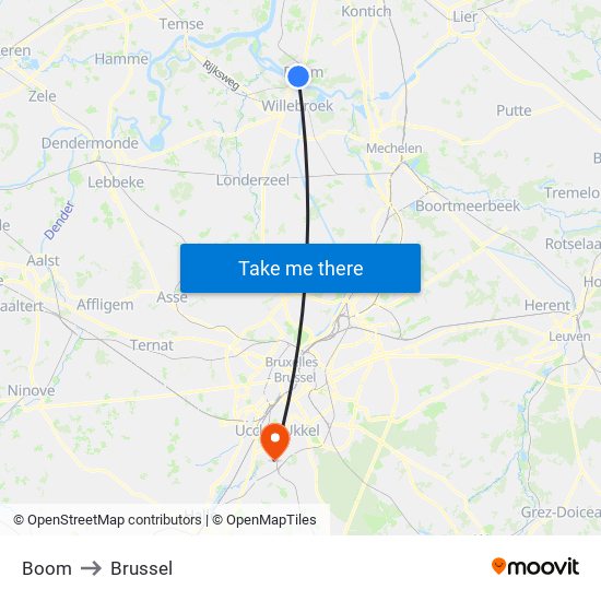 Boom to Brussel map