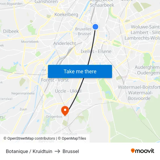 Botanique / Kruidtuin to Brussel map