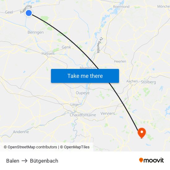 Balen to Bütgenbach map