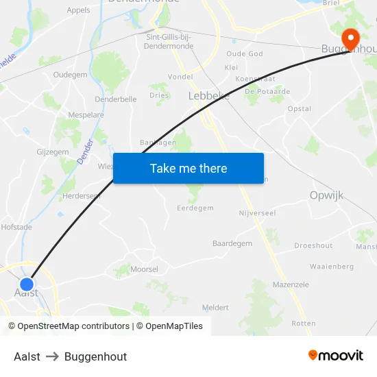 Aalst to Buggenhout map