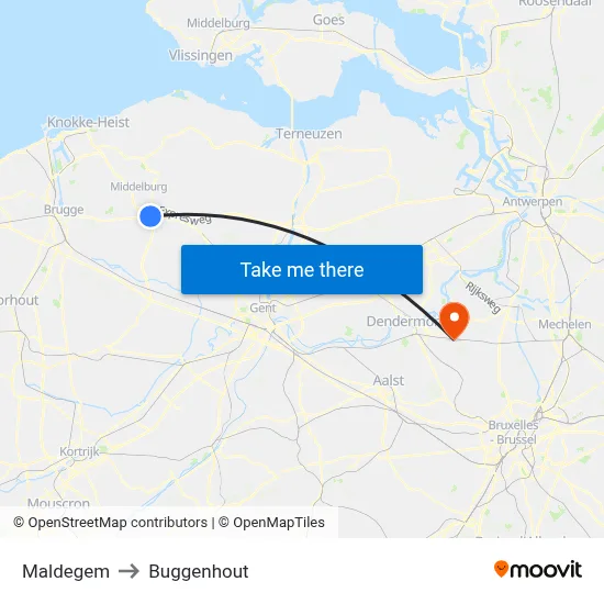 Maldegem to Buggenhout map