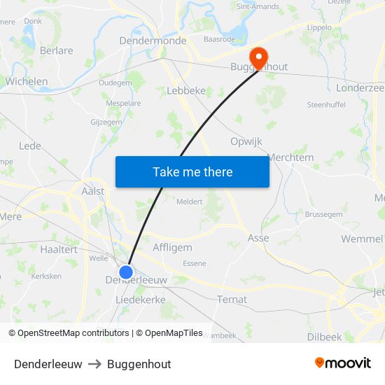 Denderleeuw to Buggenhout map