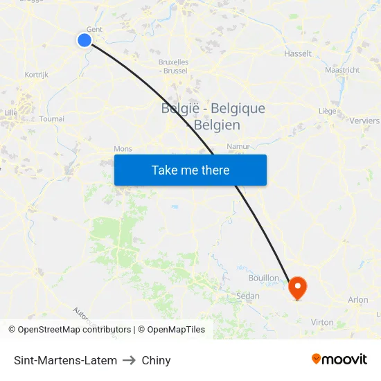 Sint-Martens-Latem to Chiny map
