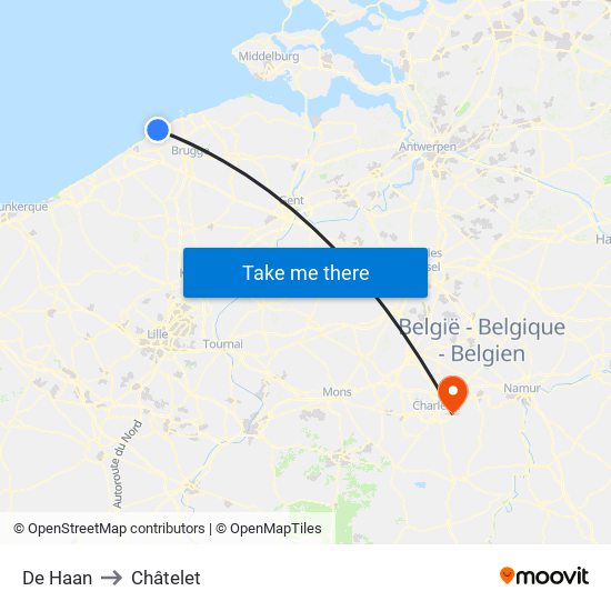 De Haan to Châtelet map