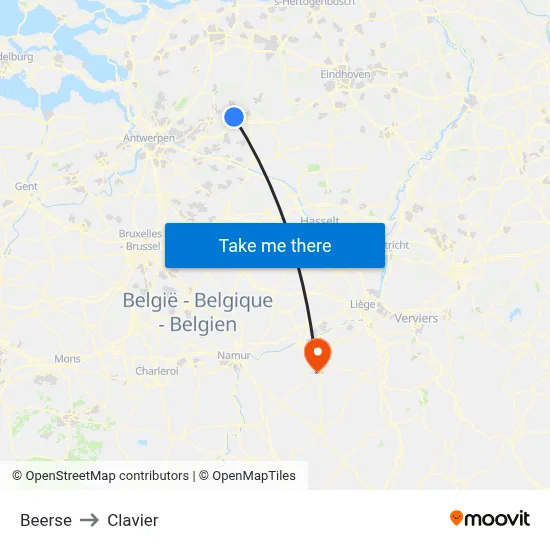 Beerse to Clavier map