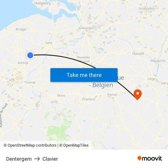 Dentergem to Clavier map