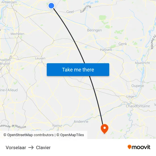 Vorselaar to Clavier map