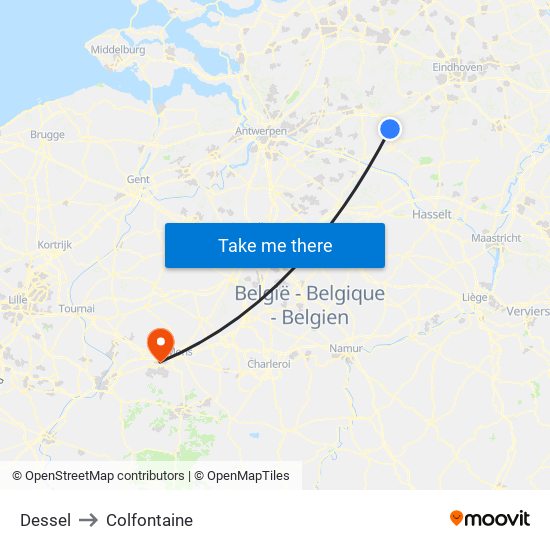 Dessel to Colfontaine map