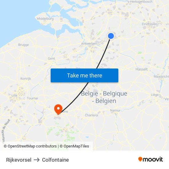 Rijkevorsel to Colfontaine map