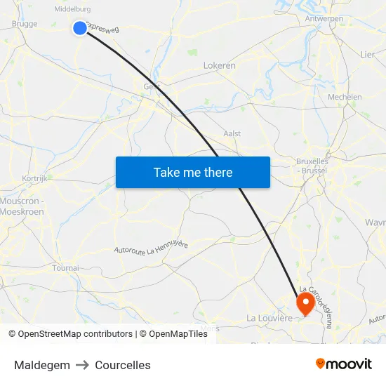 Maldegem to Courcelles map