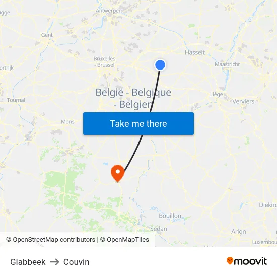 Glabbeek to Couvin map