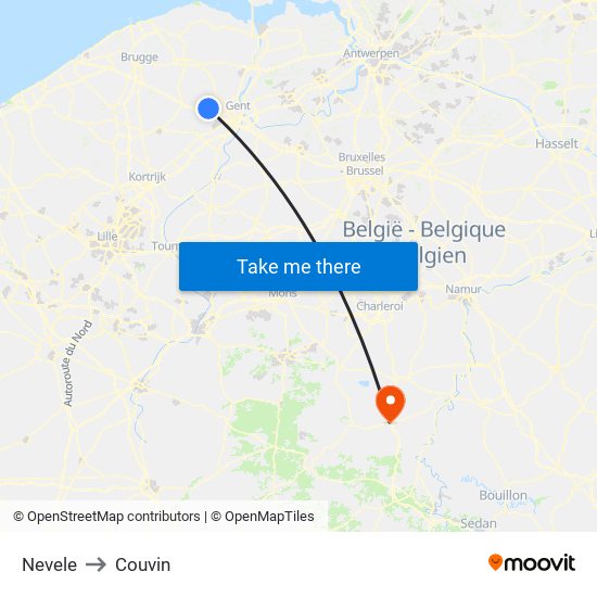 Nevele to Couvin map