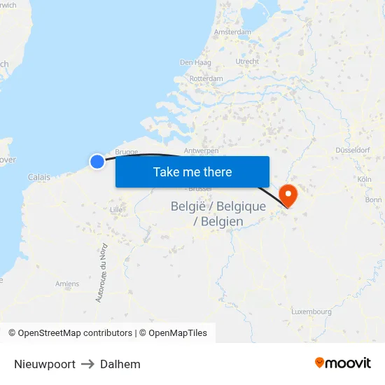 Nieuwpoort to Dalhem map