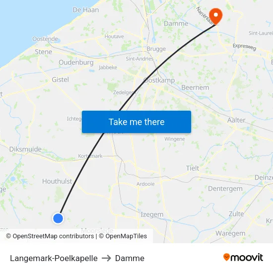 Langemark-Poelkapelle to Damme map