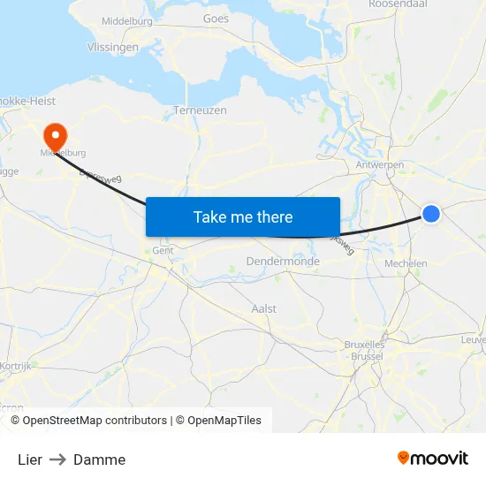 Lier to Damme map