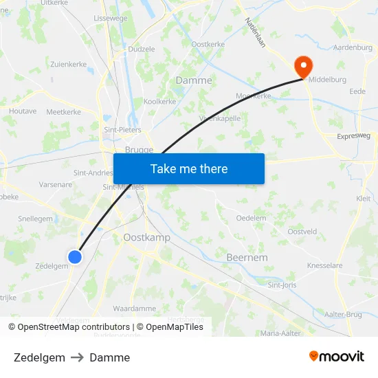 Zedelgem to Damme map