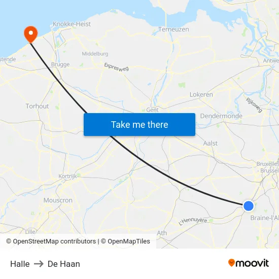 Halle to De Haan map