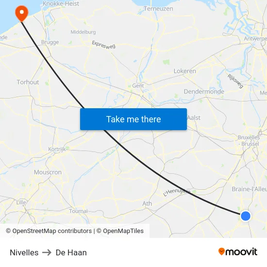 Nivelles to De Haan map