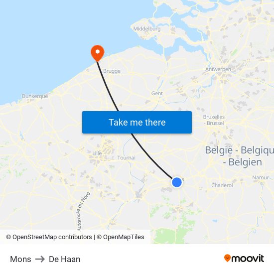 Mons to De Haan map