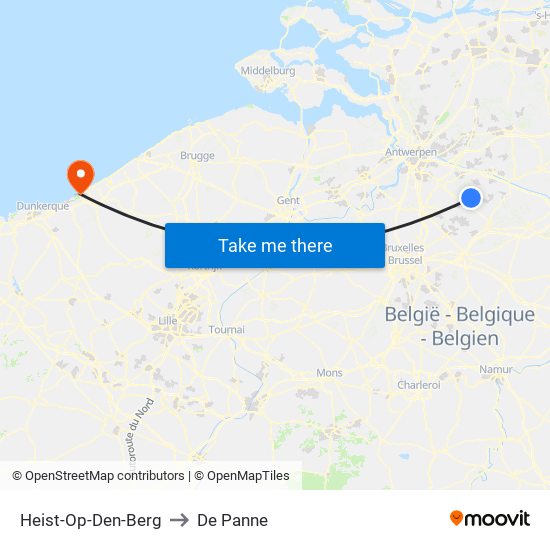 Heist-Op-Den-Berg to De Panne map