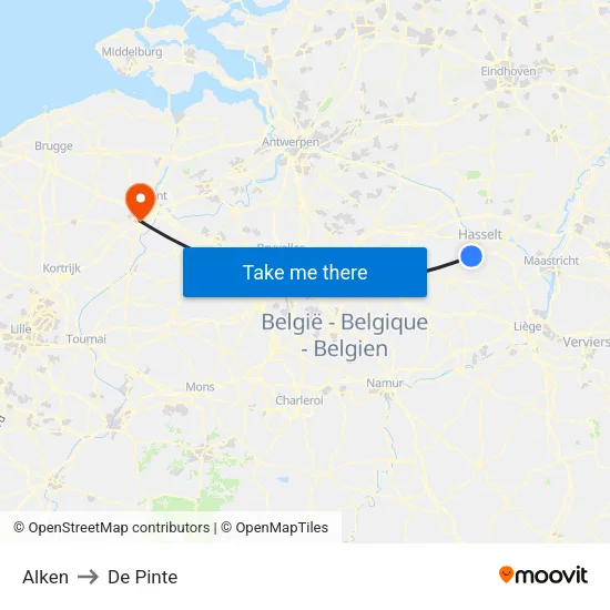Alken to De Pinte map