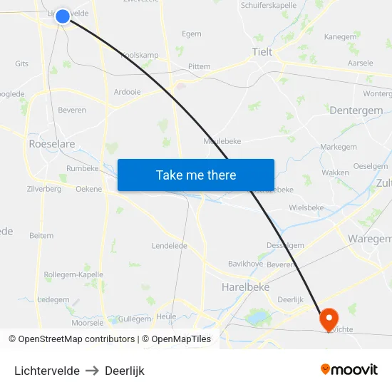 Lichtervelde to Deerlijk map
