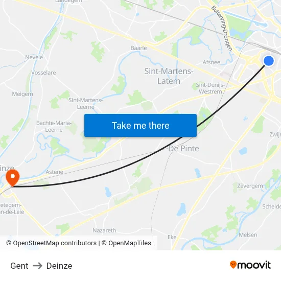 Gent to Deinze map