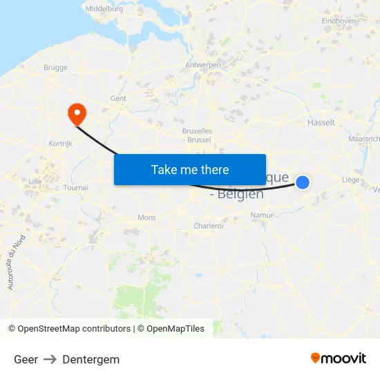 Geer to Dentergem map