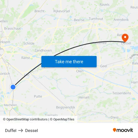 Duffel to Dessel map