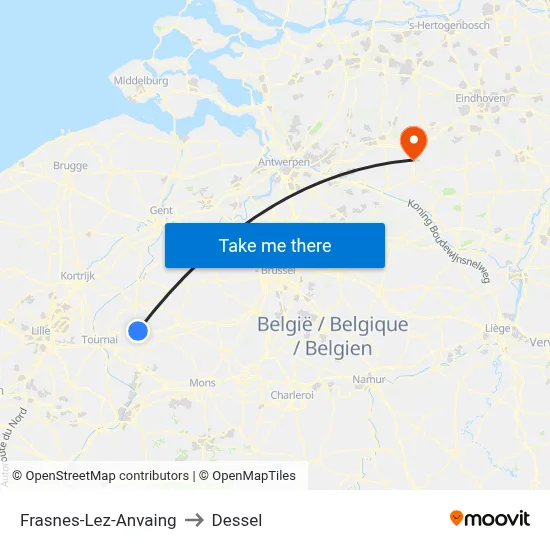 Frasnes-Lez-Anvaing to Dessel map