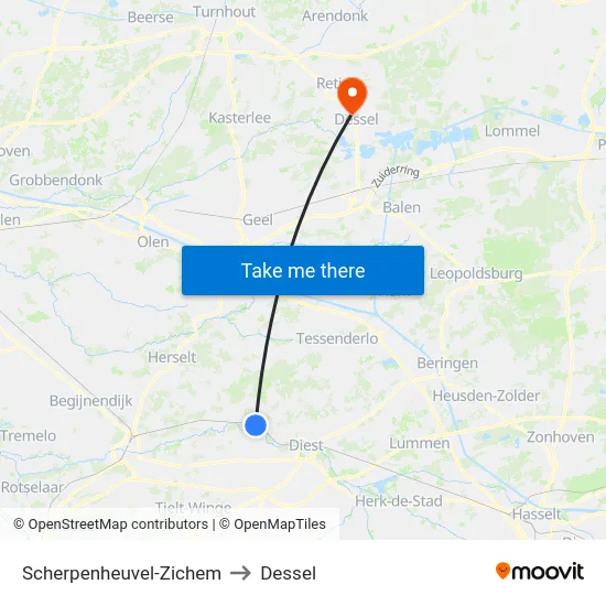Scherpenheuvel-Zichem to Dessel map