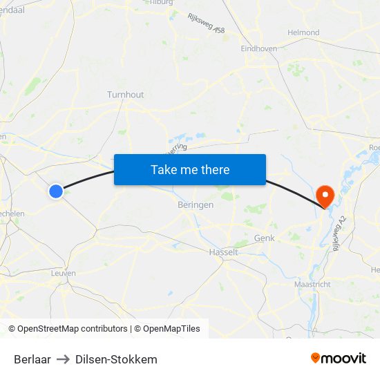 Berlaar to Dilsen-Stokkem map