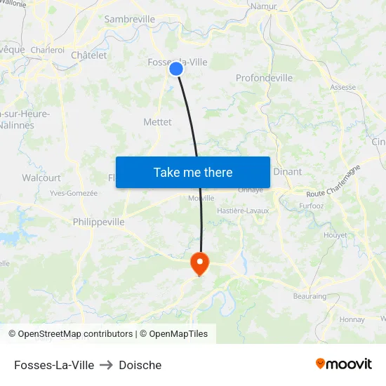 Fosses-La-Ville to Doische map