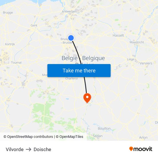 Vilvorde to Doische map