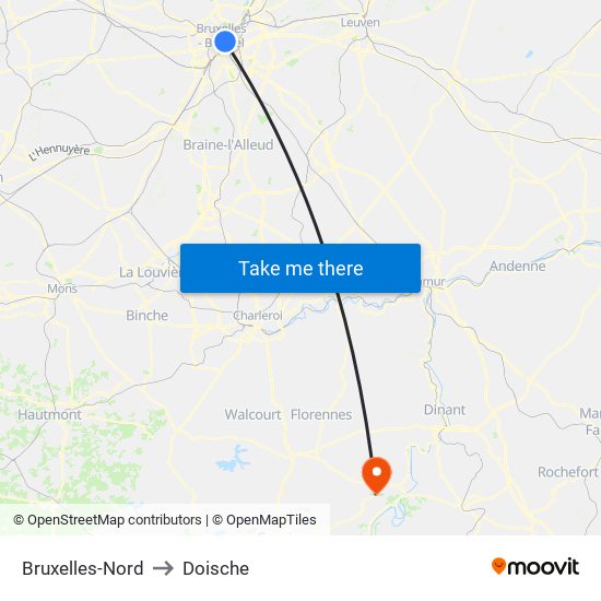 Bruxelles-Nord to Doische map