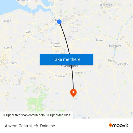 Anvers-Central to Doische map