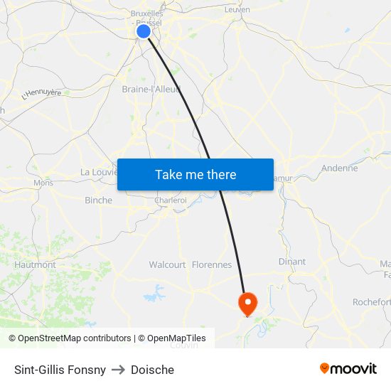 Sint-Gillis Fonsny to Doische map