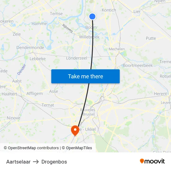Aartselaar to Drogenbos map