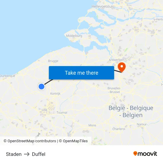 Staden to Duffel map