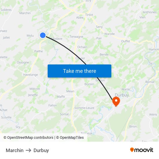 Marchin to Durbuy map