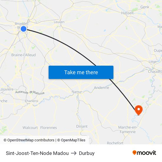 Sint-Joost-Ten-Node Madou to Durbuy map