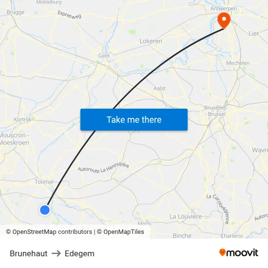 Brunehaut to Edegem map