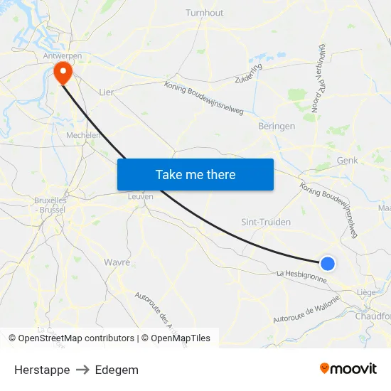 Herstappe to Edegem map