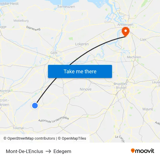 Mont-De-L'Enclus to Edegem map
