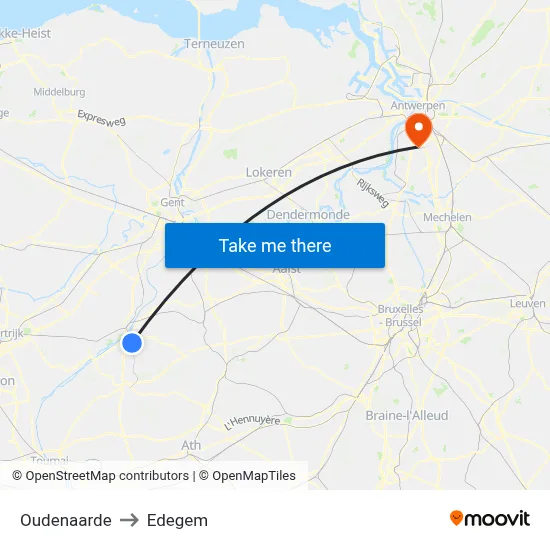 Oudenaarde to Edegem map