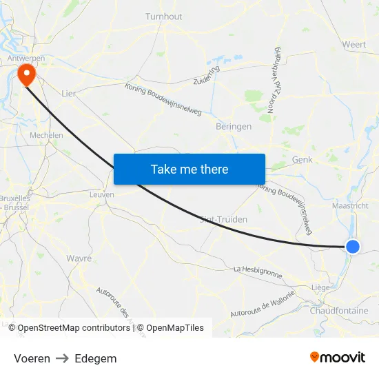 Voeren to Edegem map