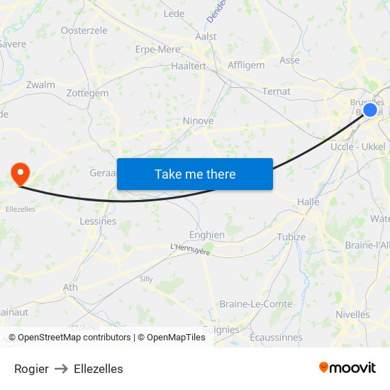 Rogier to Ellezelles map